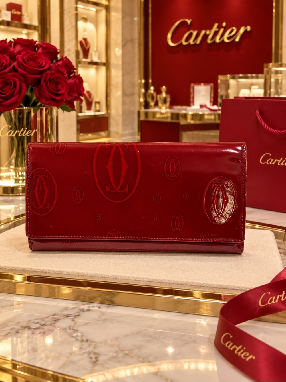 Cartier Happy Birthday  Continental Flap Wallet with Monogram
